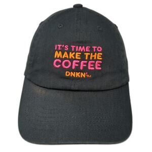 Dunkin DNKN Coffee DD Perks Black Baseball Cap Hat One Size Strapback Embroidery